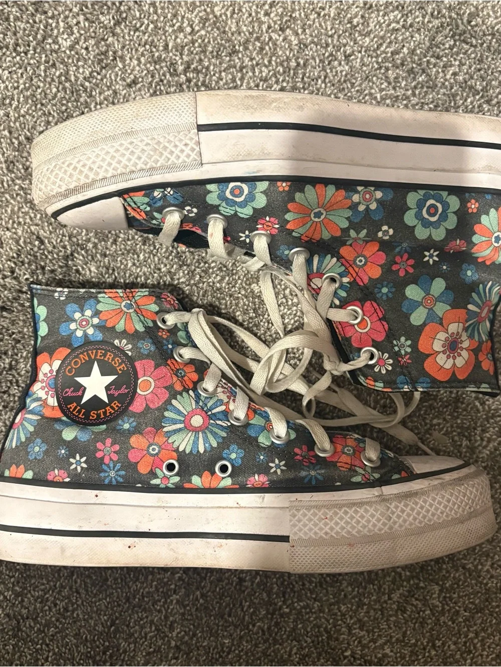 Floral High-Top Converse Sneakers - Black Multi - Picture 2 of 7
